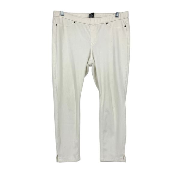 Hue Cropped Leggings Womens Size Large White Pull On Elastic Waist - Picture 1 of 6
